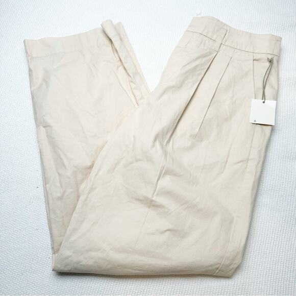 Women's High-Rise Pleat Front Straight Chino Pants - A New Day Cream 4 - Picture 1 of 4